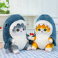 Kawaii Shark Cat Doll Childrens Shark Plush Toy Cushion Kitten Cartoon Body Pillow Sofa Pillow Birthday Gift for Men and Women