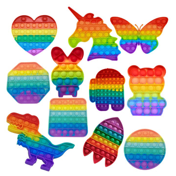 Push Pop Bubble Fidget Sensory Toy Stress Relief Toys Pack for Kids Adults Rainbow Anti-Anxiety Tools Office Stress Relief Toys