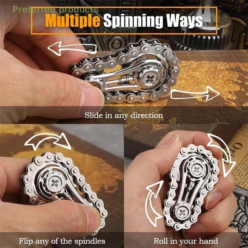 Chain Tooth Mechanical Flywheel Fidget Spinner Antistress Anxiety Metal Bike Chains Spinner EDC Toys for Children Adult Hand Toy