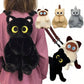 Black Cat Backpacks Big Eyes Kitten Doll Plush Kawaii Stuffed Animals Shoulder Bag Large-capacity Soft Toy Fashion Crossbody Bag