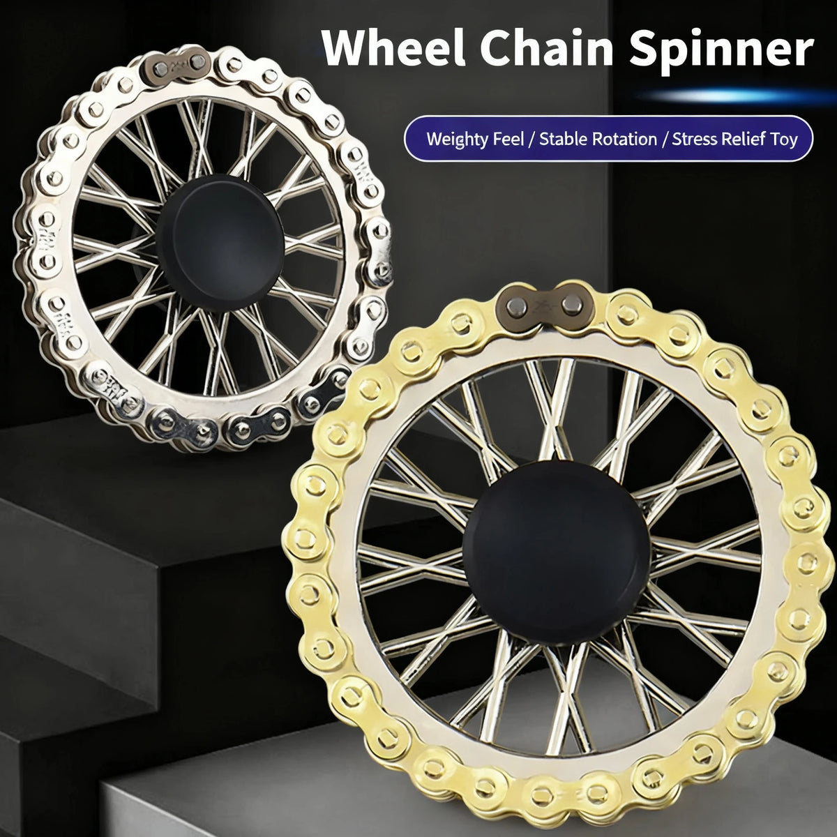 Metal Sprockets Flywheel Gear Fingertip Gyro Fidgeting Spinner Antistress Anxiety Bike Chains Spinner Fidget Toys for Adult Kids