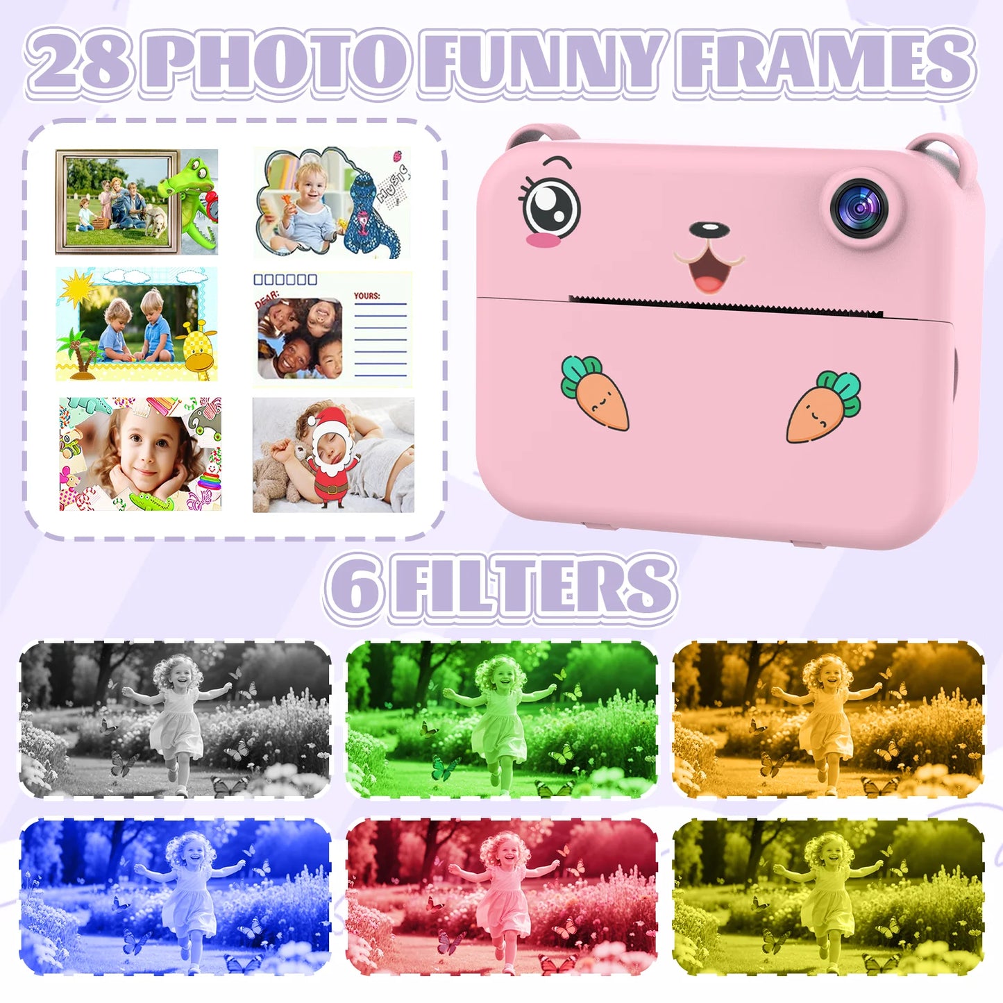 Children Digital Camera Photography Instant Camera 1080P HD Dual Lens Kids Video Recorder Toys for Girls Boys Best Birthday Gif