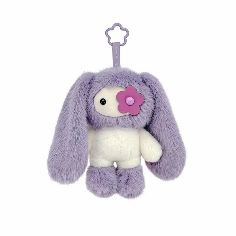 Cute Juju Rabbit Plush Keychain Flower Eye Bunny Stuffed Doll Kawaii Long Ears Animals Bag Pendant Car Keyring Toy Gift for Girl