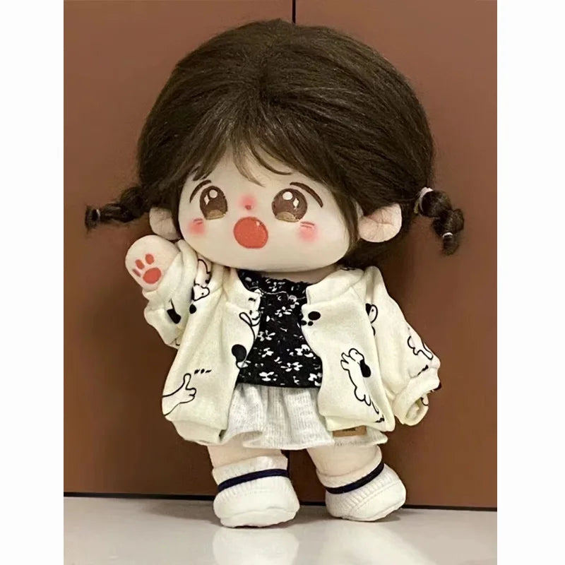 Handmade Knit Sweater Set for 20cm Doll Clothes, Cute Cotton Yarn Outfit Fashion Replacement Clothes Cute Cotton Sweater Outfit