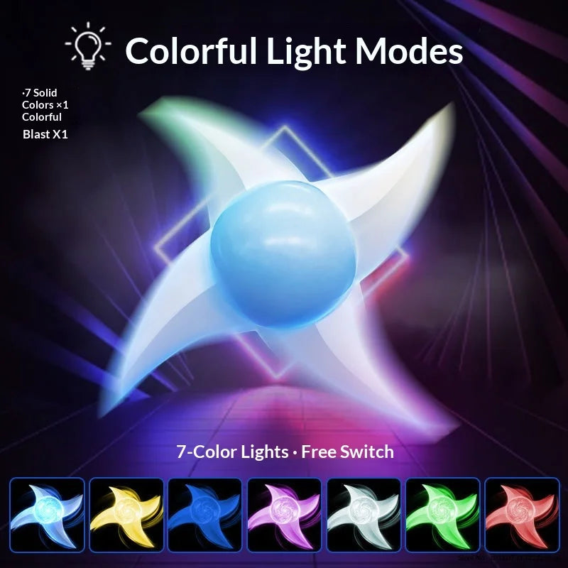 Wind Style Chakra Shuriken Electric Spinning Led Light Up Toy 7 Color Anime Cosplay Prop Ninja Weapons Model Halloween Fan Gift