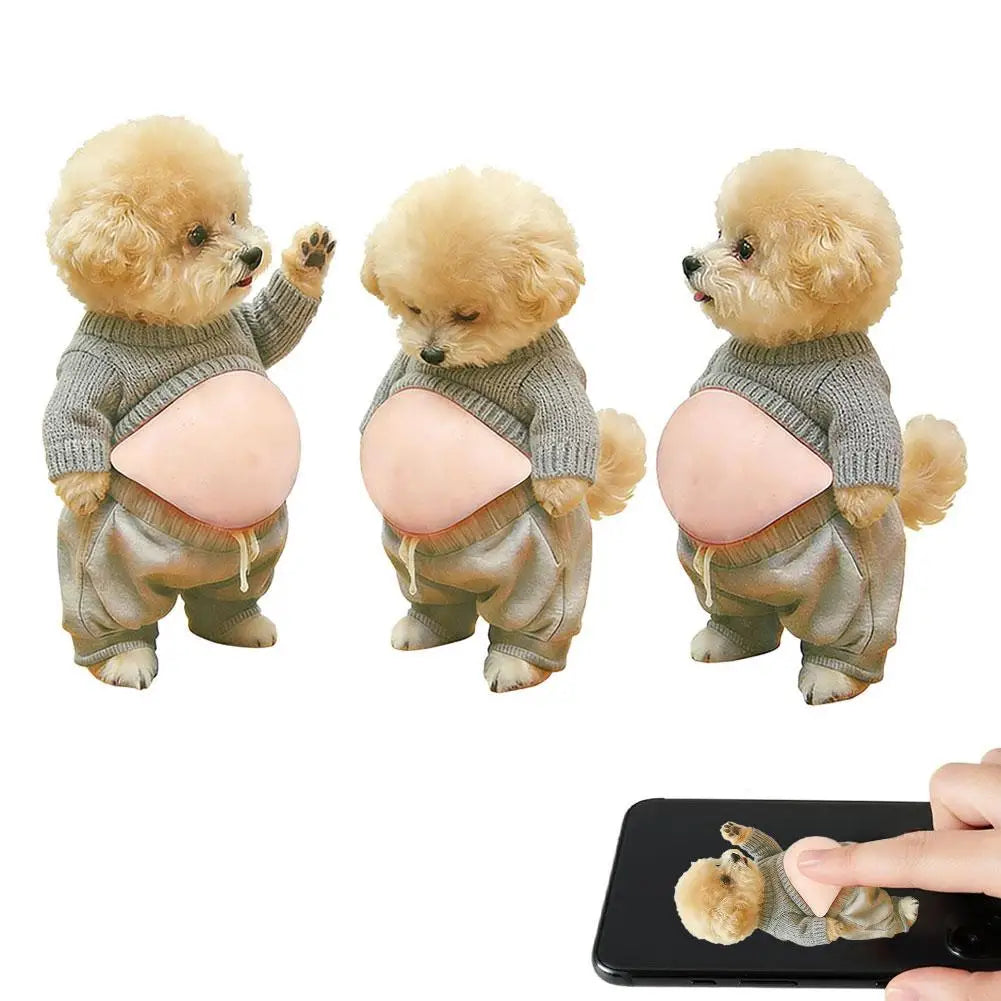 2/3PCS Shiba Inu Teddy Dog Belly Stickers Cute Puppy Wearing Outfit Silicone Self-Adhesive Stress Relief For Home Decor & Phone