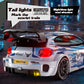 1:24 Scale 4WD Drift RC Car 2.4G Remote Pearl Finish Large Tail Fin Replaceable Racing Drift Wheel Front Rear LED Light Toy Car