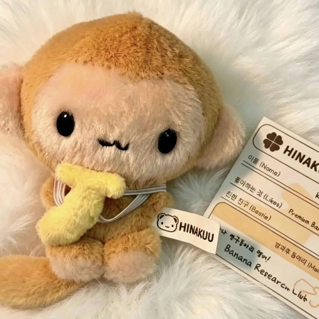 Kawaii Hinakuu Monkey Plush Keychain Stuffed Animals Banana Monkey Bag Charm Korean idol Style  Monkey doll  Plushie Bag Pendant