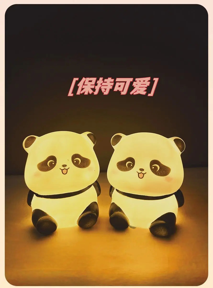 Panda Tap Night Light Soft Ambient Bedroom Lamp Sitting Prone Ornament Eye Friendly Sleep Aid Kawaii Decoration Holiday Gift