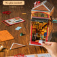 Rolife Wisdom Stationery Shop DIY Book Nook Kit 472-Piece Wooden Dollhouse 3D Puzzle DIY Miniature House Model Building Kit with LED Light for Bookshelf Decor Gift for Book Lovers