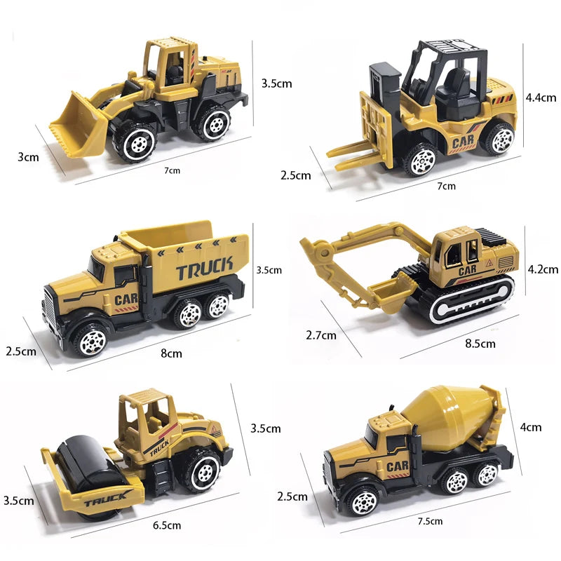 Crane Truck Car Set Parking Lot Toys Alloy Engineering Vehicle Tractor Excavator Boy Construction for Children Birthday Gift