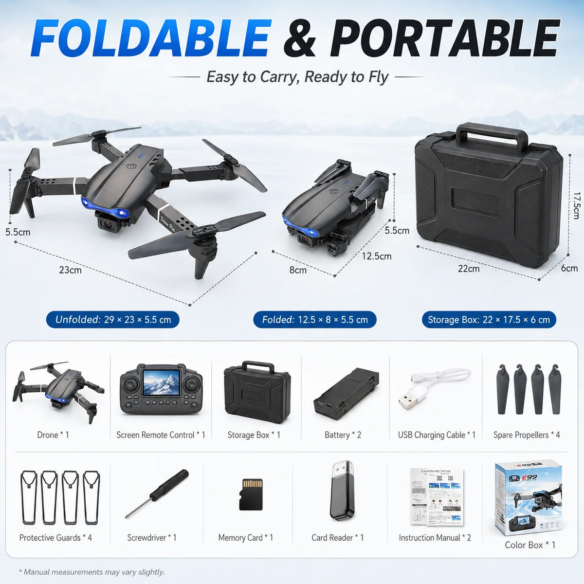 Foldable RC Drone 4K HD Dual Camera 90° Adjustable 120° Wide Angle 50X Zoom Altitude Hold 2.4G 100M Remote FPV Quadcopter
