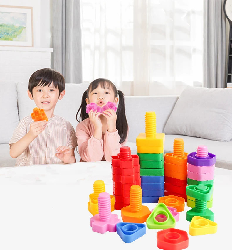 10/20pcs Set Screwing Building Blocks Creative Mosaic Puzzle Toys for Children Plastic Insert Nut Shape Boys Educational Toy