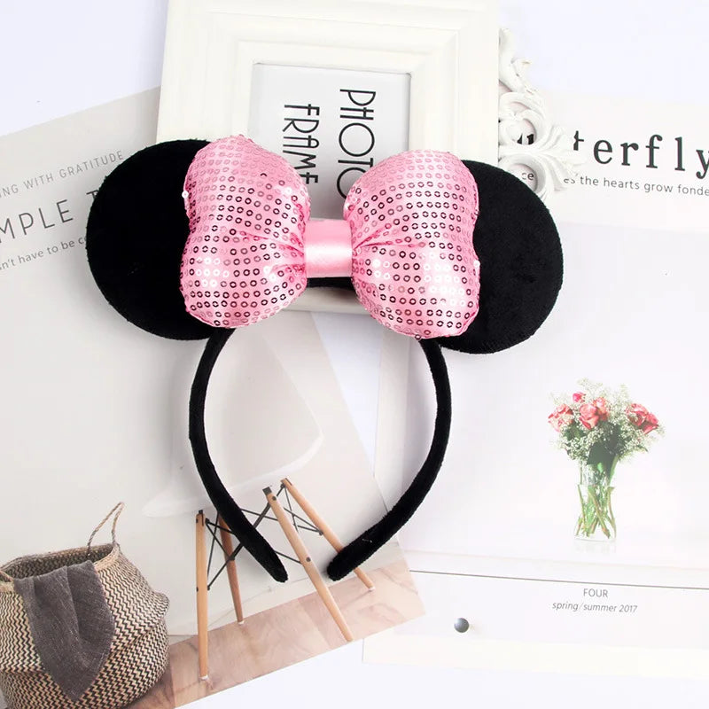 Mouse Ears Headhand for Girls Adults Cute Cartoon Party Cosplay Hair Accessories Sequin Bows Hairband Toys