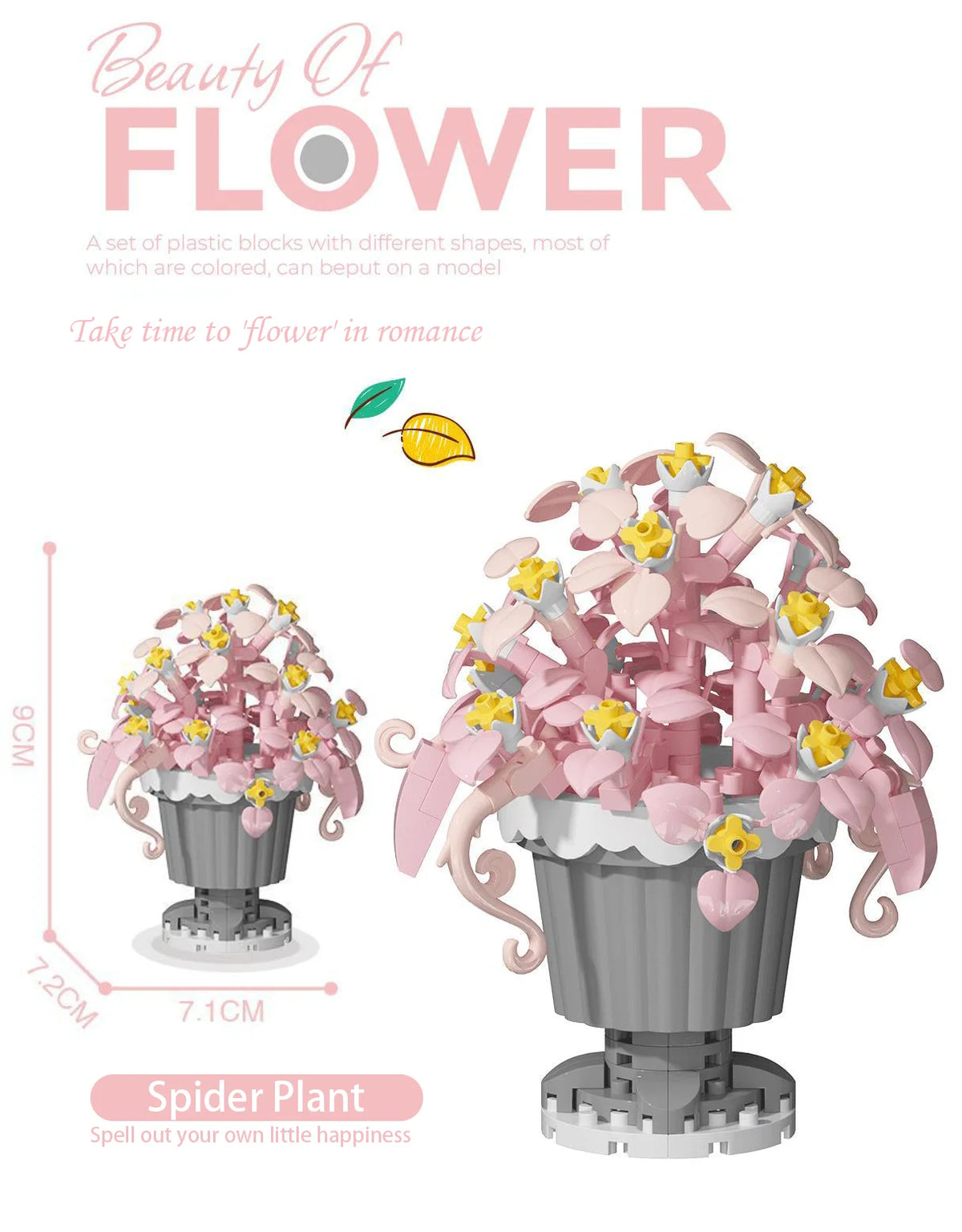 Small Particle Building Block Home Decor Series Flower Potted Plant Toys Set with Permanent Flowers Gift for Plant Arrangements