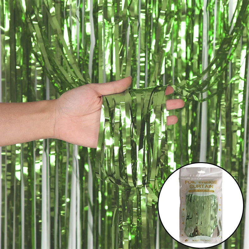 Metallic Tinsel Foil Fringe Curtains Photo Backdrop Glitter Streamers Foil Fringe Backdrop Curtain for Xmas Wedding Background