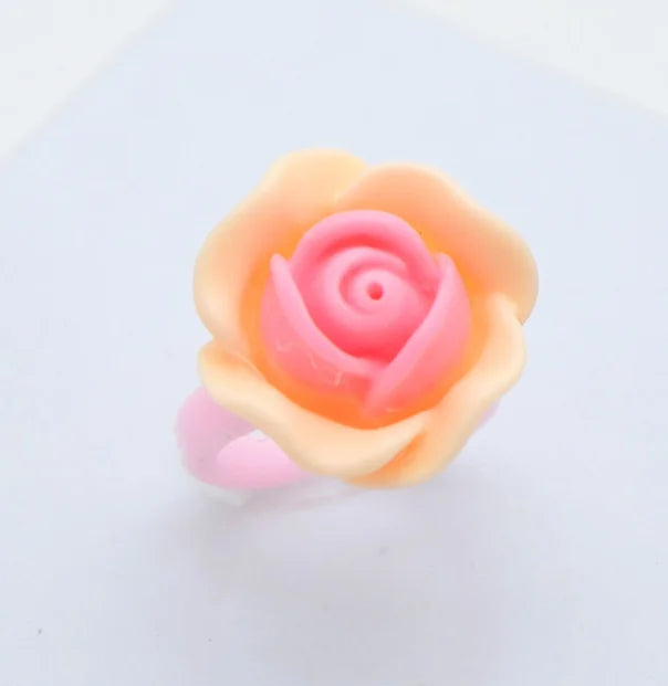 36Pcs Resin Cartoon Ring Set Flower Shape Adjustable Decorative Rings Multi Style Leisure Daily Matching Accessory Ornament