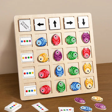 Montessori Wooden Board Game – Educational Logic & Color Toy for Kids