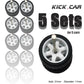 1/64 Wheels with Fixed Black Rubber Tires Six Spoke for Toy Model Diecast Cars Refitting Parts for MINIGT (5 Sets for 5 Cars)