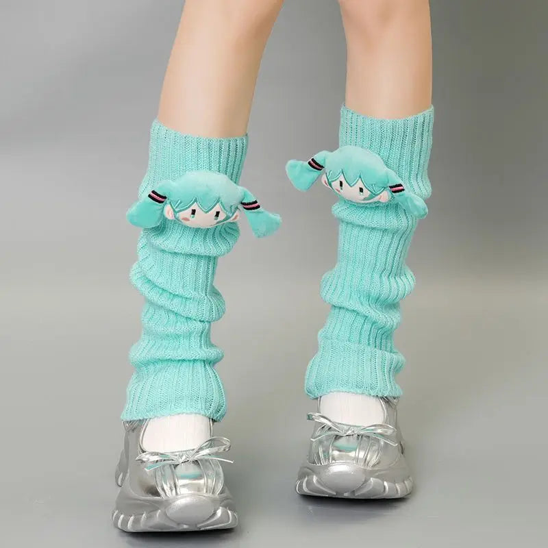 Hatsune Miku Crew Neck Socks Cute Kawaii Vocaloid Anime Printed Cotton Stockings Tube Socks Over the Knee Socks Girls Fan Gift