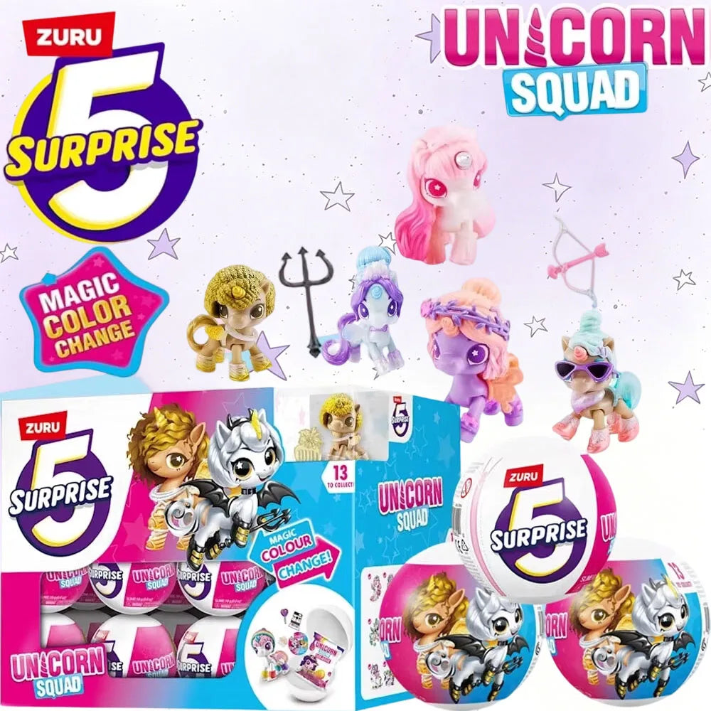 ZURU 5 Surprise Mini Brand Unicorn Squad Verrasingsball Luminous Fairy Favorite Gift Cute Pony Blind Box Accessory