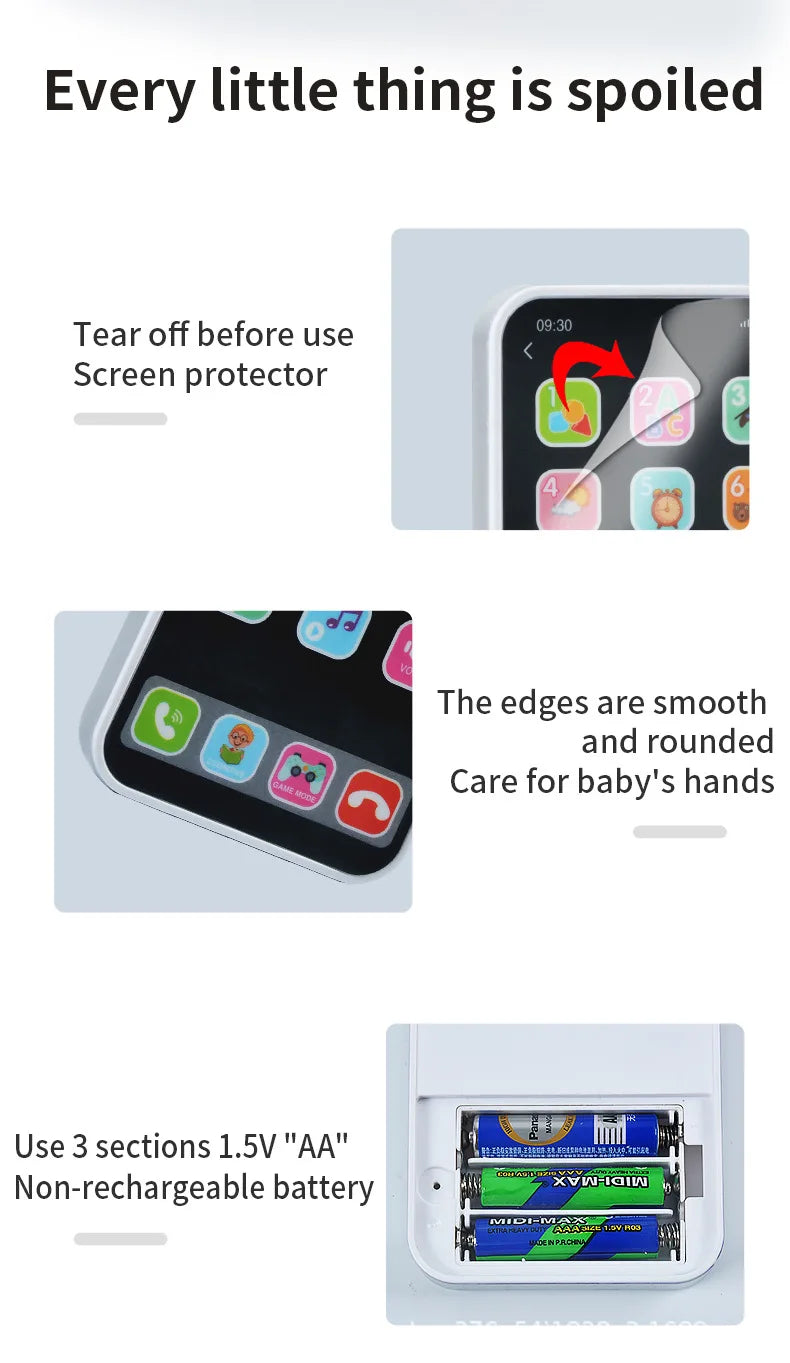 New Children's Educational Toys Mobile Phone Simulation Music Touch Screen Phone Baby English Early Childhood Toys Voice Toys