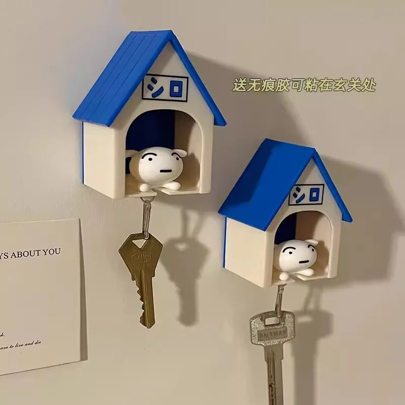 Crayon Shin-Chan Key Rack Nohara Shiro Keychain House Key Chain Wall Door Table Edge Use Anti-Loss Decoration Creative Doll Toy