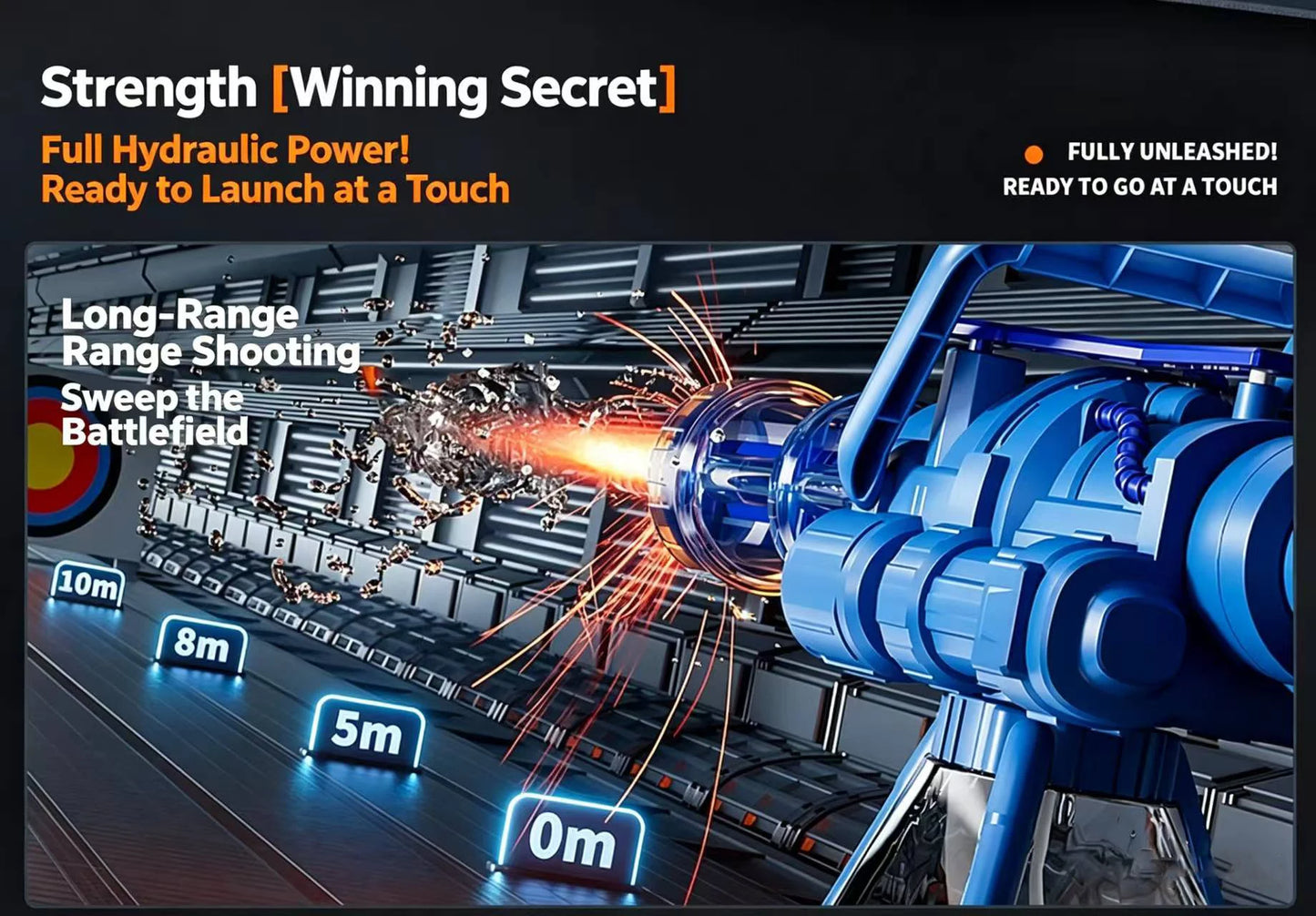 Gatling Rotating Electric Water Gun with Light-Up High Speed Continuous Shooting Powerful Water Blaster Summer Outdoor Toy