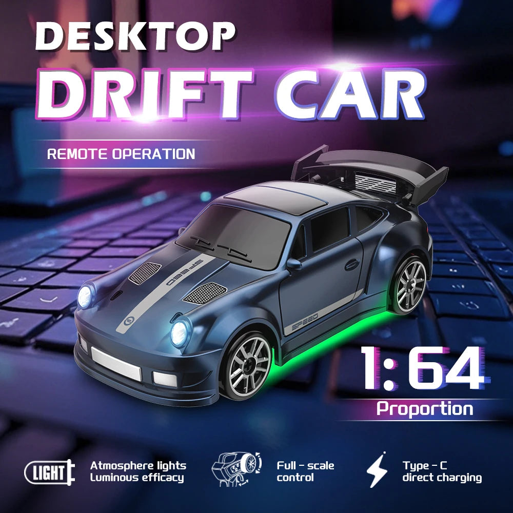1: 64 Desktop Drift Car Four-Wheel Drive Full Proportion Mini Racing Toy With Rechargeable Battery, Children's Holiday Gift