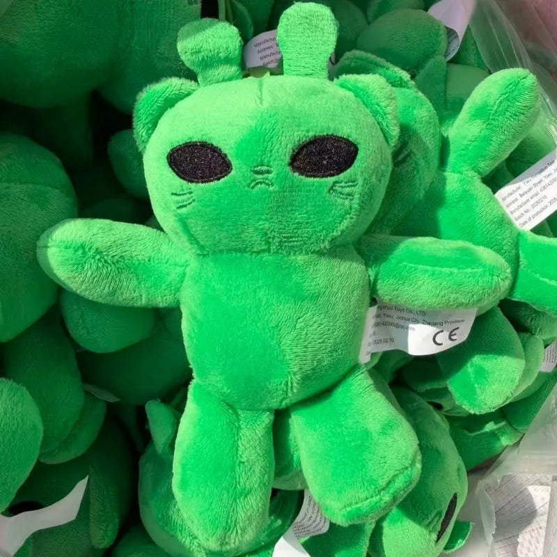Cute Alien Cat Plush Keychain Green Kitten Soft Plushie Dolls Kawaii Anime Stuffed Pendant Bag Decor Couple Gifts for Friends