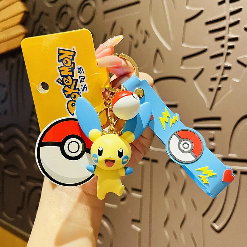 6Style Pokemon Anime Pikachu Gengar Meowth Keychain Car Key School Bags Backpack Decorations Pendant Desktop Decoration Toy Gift