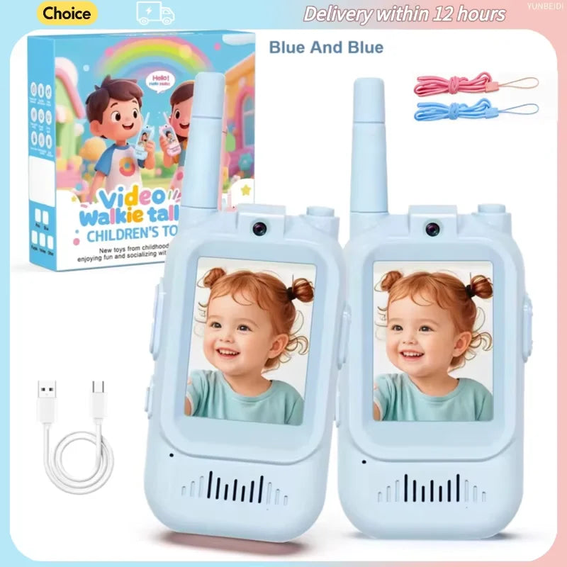 2PC Children's Video Walkie-talkie HD Walkie-talkie USB Charging Indoor Outdoor Entertainment Kids Toys Birthday Gifts Ages 3-12