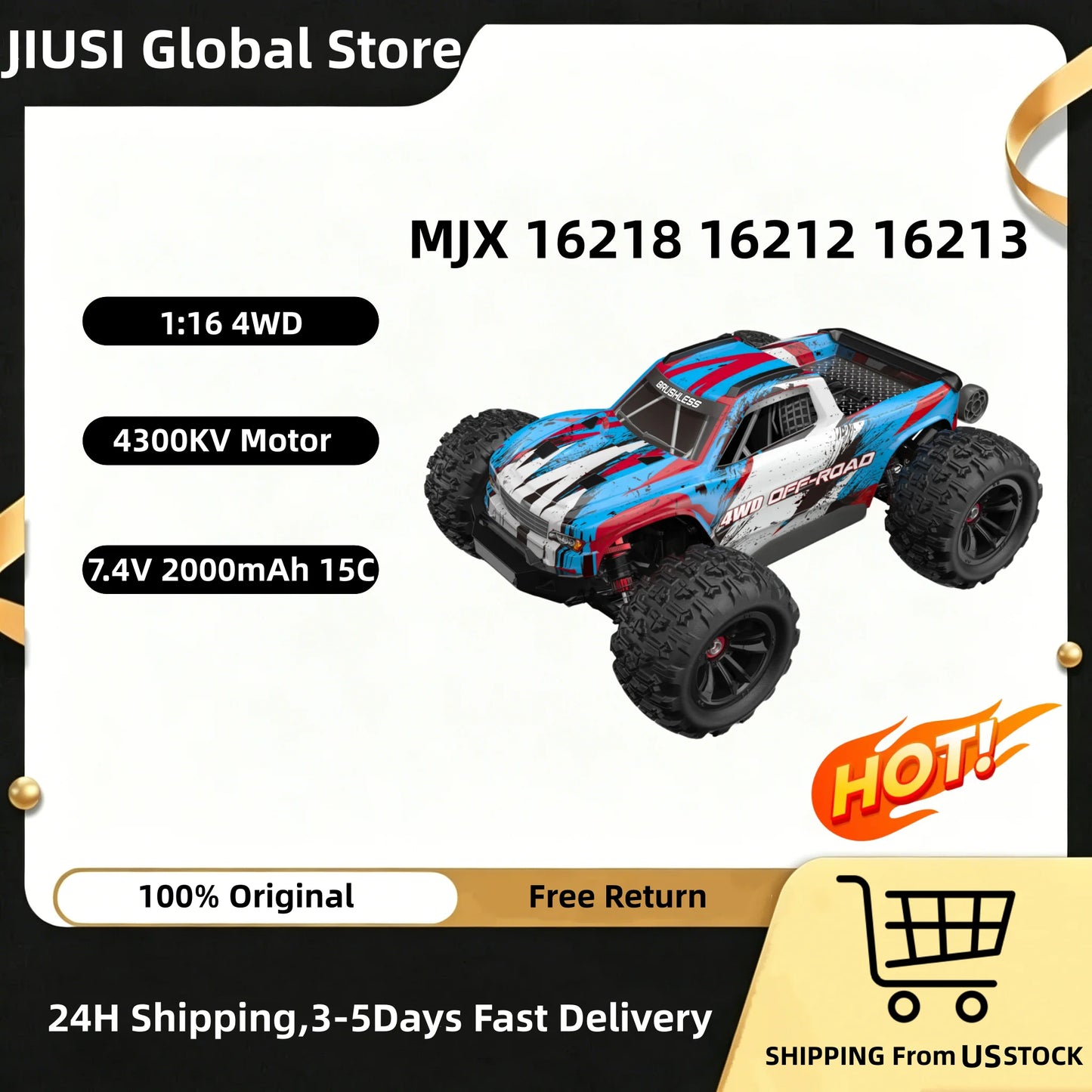 HYPER GO MJX 16218 16212 16213 1:16 Rc Toys Rc Truck Adult Off Road 4x4 Remote Control Vehicle RC 2.4G 4WD Brushless High Speed