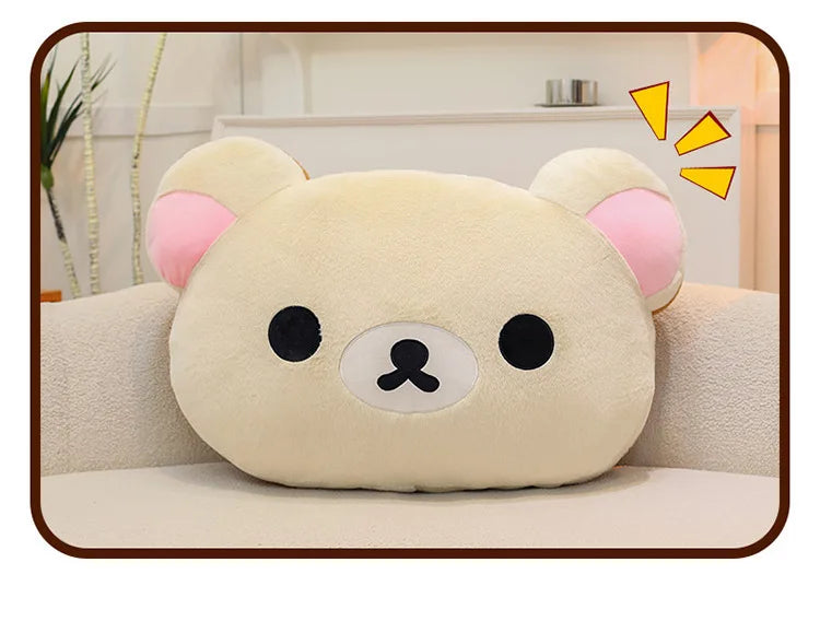 Cute Rilakkuma Big Head Plush Pillow Large Size Soft Stuffed Toy Cushion Bedroom Sofa Decor Unisex Birthday Gift For Adult