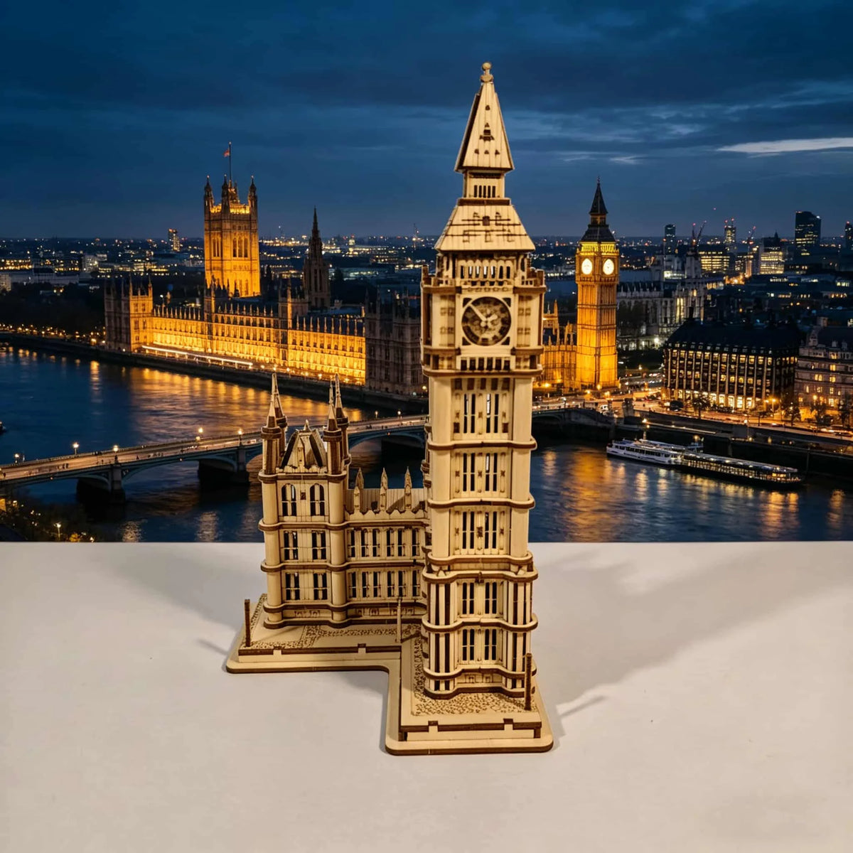 1 Wooden DIY Big Ben Clock, a Creative 3D Jigsaw Puzzle, Ideal as a Festive Gift or Home Decoration.