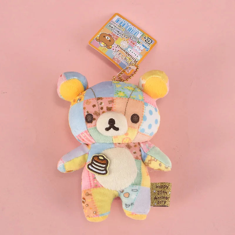 7/12cm Patchwork Limited Rilakkuma bear Plush Keychain Kiiroitori Doll Pendant Cute Relax bear Cartoon Decoration Holiday Gift