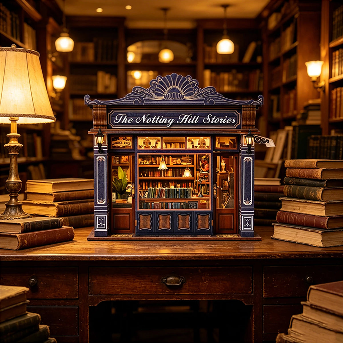 Notting Hill Book Nook 3D Wooden Puzzle DIY Love Bookstore Handmade Bookshelf Dollhouse Model Decorative Bookend Building Ki