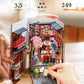Robotime Sakura Wine Alley DIY Booknook with Lights DIY Miniature Dolls House Kit 3D Wooden Puzzle Bookend Bookshelf Decor Gift