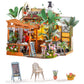 Rolife Wooden Dollhouse 3D Puzzle Leafree Café DIY Miniature House Model Building Kit with LED Light for Home Decor Brain Teasers Jigsaw DIY Craft Kit for Holiday Gift