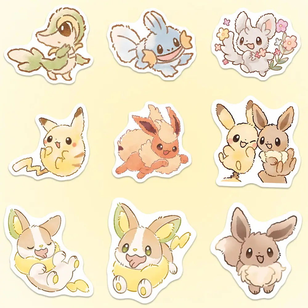 80pcs Pokemon Anime Stickers Pikachu Laptop Skateboard Scrapbook Suitcase Bike Kawaii Sticker Guitar Phone Cartoon Kid Gift Toys