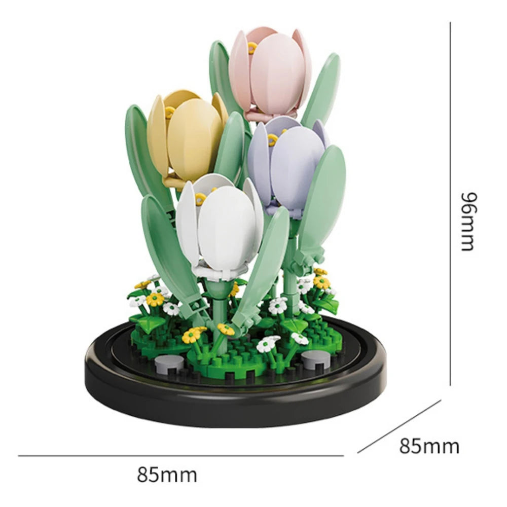 Eternal Flower Bouquet Bonsai Potted Plant Micro Building Blocks Model Home Decoration Toy For Kid Birthday Gift