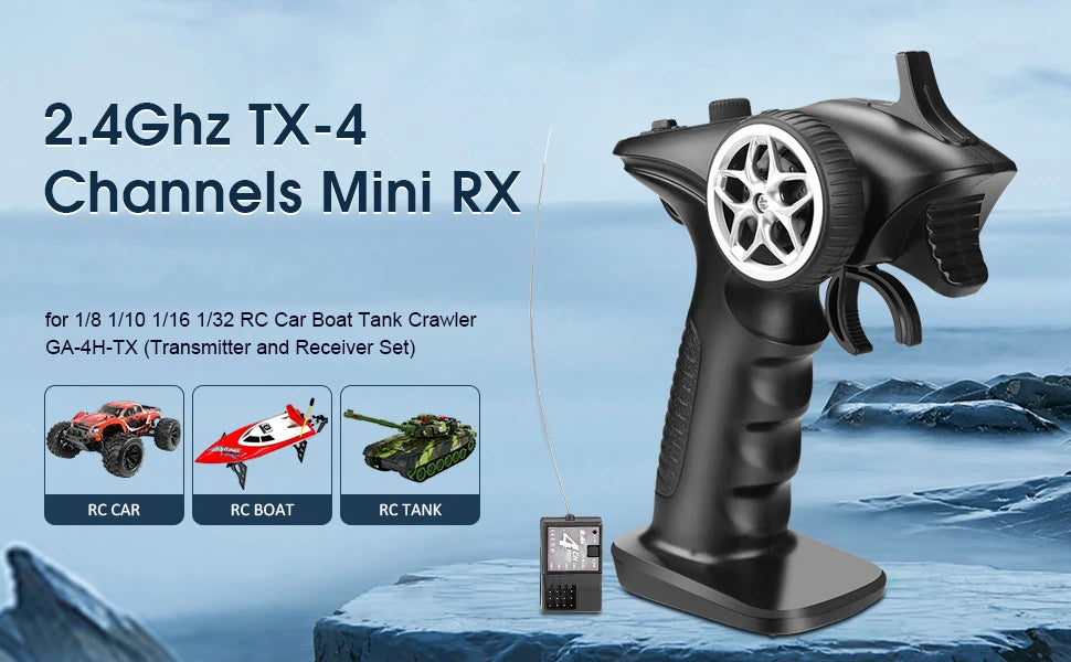 TX4 2.4GHz 4CH Radio System Transmitter Controller Remote Control W/ Receiver For RC Car Boat