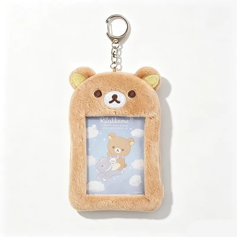 Cartoon Rilakkuma Plush Photocard Holder Key Ring Cute Soft Card Cover Bag Pendant For Kpop Photocard ID Card Protector Student