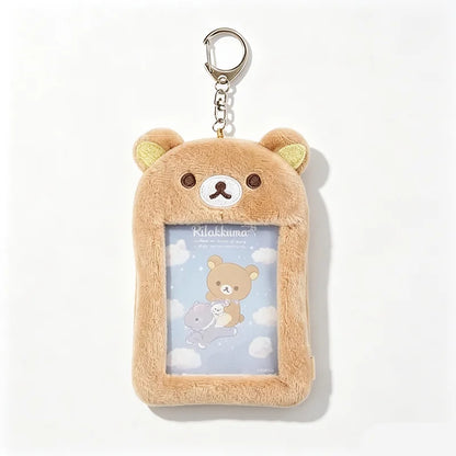 Cartoon Rilakkuma Plush Photocard Holder Key Ring Cute Soft Card Cover Bag Pendant For Kpop Photocard ID Card Protector Student