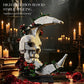 Gothic Style Assembly Model, Dark Romantic Skull and Moon Building Block Ornament, Red Roses Entwined, Surprise Gift for Your Partner, Dark Art Style