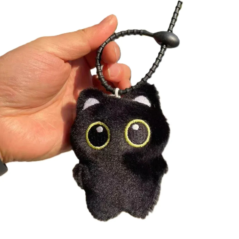 Black Cat Backpacks Big Eyes Kitten Doll Plush Kawaii Stuffed Animals Shoulder Bag Large-capacity Soft Toy Fashion Crossbody Bag