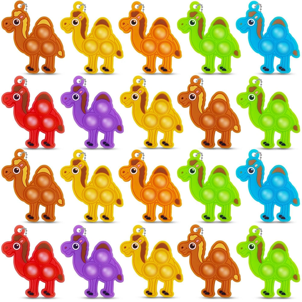 12Pcs Mini Colorful Animal Camel Frog Sheep Pop Fidget Toys Push Bubble Sensory Stress Relief Toy