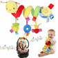 Baby Hanging Car Seat Toys Plush Activity Hanging Stroller Toys with BB Squeaker and Rattles For Newborn Travel Activity Toy