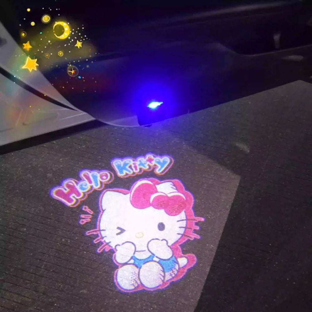 Car Welcome Light Hello Kitty Wireless Door Projector Lamp Auto Induction Ground Projection Car Atmosphere Light Decoration Toys
