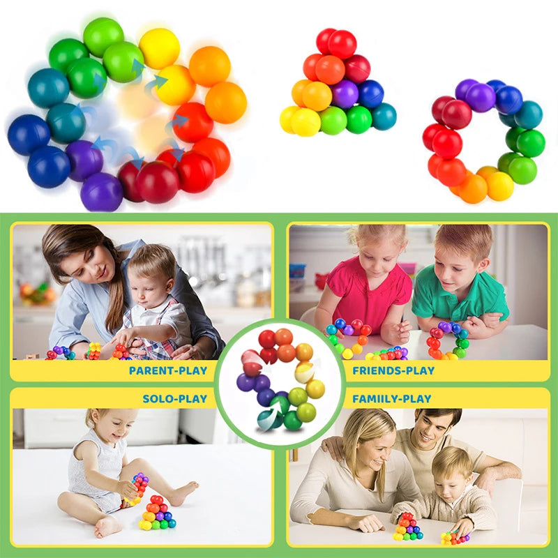 DIY Sensory Fidget Toys 3D Rotating Educational Balls For Stress Anxiety Relief Creative Activities Desk Toy Travel Airplane Toy